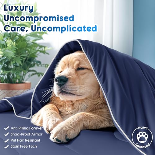 Image of Cooling Blanket for Hot Sleepers & Night Sweats - Cooling Comforter, Breathable Lightweight Double-Sided Summer Bedding, Breathable Soft All Season (Abyss Blue, King(106 inchx90 inch))