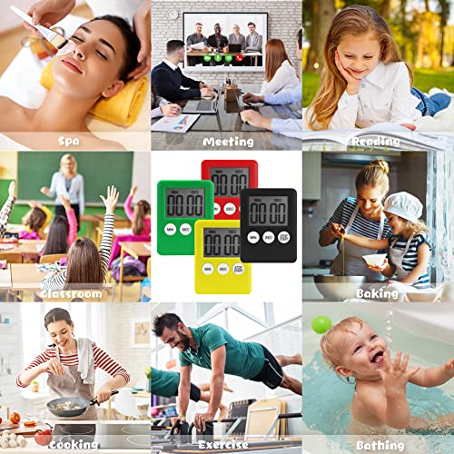 Kitchen Timer 4 Pcs,Digital Magnetic Timers,4 Color Countdown Timer Classroom Stop Watches Alarm Clock For Teeth Kids Teachers Cooking Study Shower Desk Classroom Kitchen Home Gym #TOP6