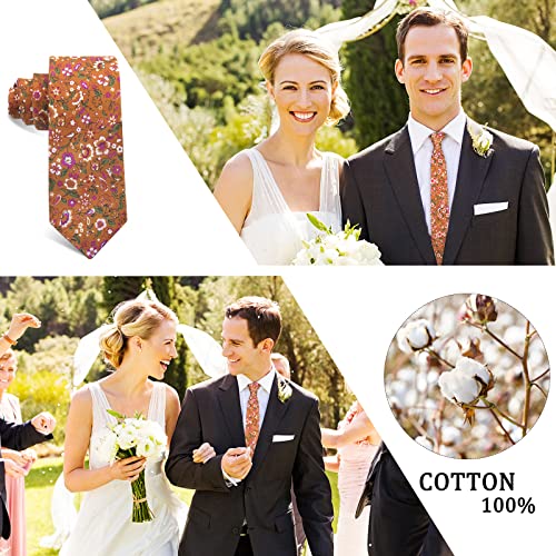 Image of Mantieqingway Men's Cotton Floral Neck Tie 2.56'' Printed Skinny Tie