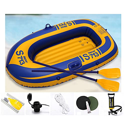 Kayak inflable grande individual y doble, deportes acuáticos, barco de pesca portátil, barco de PVC con paleta de bomba para pesca, (140 x 80 cm)