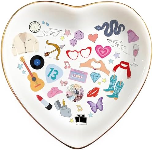 Singer Inspired Ring Dish, Ceramic Jewelry Tray for Music Fans, Birthday Gift for Girls Women, Gifts Idea for Christmas, Friendship Fun Presents, Trinket Rings Earrings Necklaces Key Decorative Dish