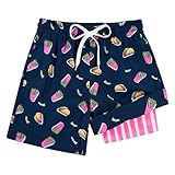 Cozople Teen Boys Swim Trunks Novelty Taco Graphic Bathing Suit Size 14-16 Stretchy Boxer Brief Liner Swim Shorts Quick Dry Lightweight Swimwear for Teens Surf Beach Board Shorts