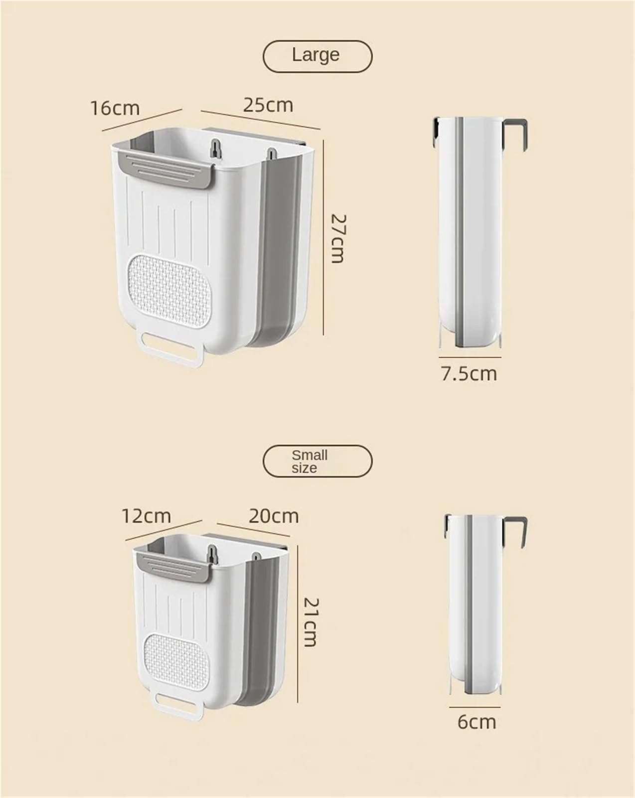 hängende Mülleimer ， Küche Punch-freies Papierkorb Schrank Tür Korb Faltbare Bad Toilette Lagerung Eimer for Küche(Grey 11L)
