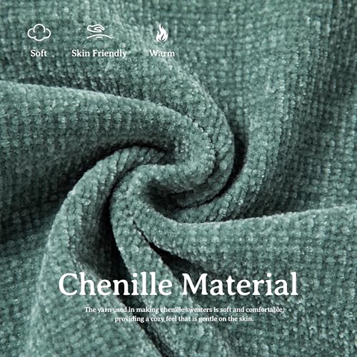 Image of Simple&Opulence Women's Chenille Sweater Crewneck Long Sleeve Pullover Ribbed Cuff Hem Round Neck Jumper Tops