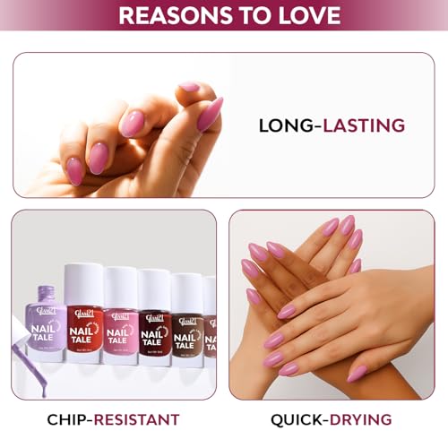 Image of Glam21 Nail Tale Nail Polish | Glossy Gel Finish | Rich Pigmentation | Chip Free | Quick Drying Formula | Long Lasting Nail Polish for Women | 9ml | Shade-44