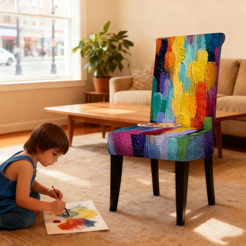 Image of Nuxovilar 2PCS Colorful Abstract Oil Paint Stretch Chair Covers