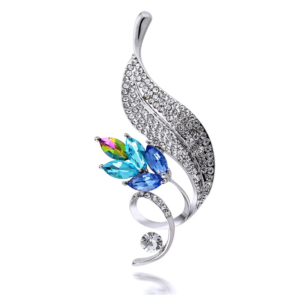 Damen-Brosche, Vintage-Stil, Blaue Blume, weibliche Pflanzenbrosche, Anstecknadel, Geschenk, Mantel passend
