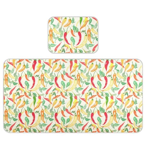 Takiito Colorful Chili Peppers Baby Cooling Mattress Pad, Soft & Breathable Cooling Mat Keep Baby Cool in Summer 28x52 in, Nursery Essential
