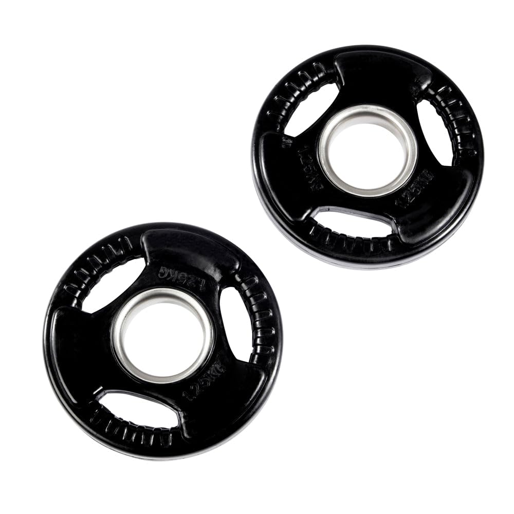 Equipped Gym - Olympic Tri Grip Weight Plate Set 1.25kg - 25kg. 2" Cast Iron And Rubber Coated Weights For Weight Lifting Gym Equipment For Home & Commercial Use For Both Men And Women (2x 1.25kg)