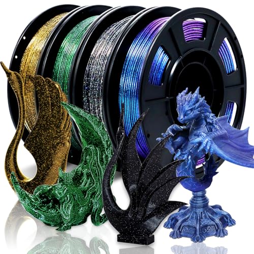 Image of RepRapper PLA Filament, Multicolor Glitter Sample Pack, Shiny Galaxy Silk PLA1.75MM for 3D Printer, Glow in The Dark Sparkle Laser Series 3D Printer Filament, 250g*4