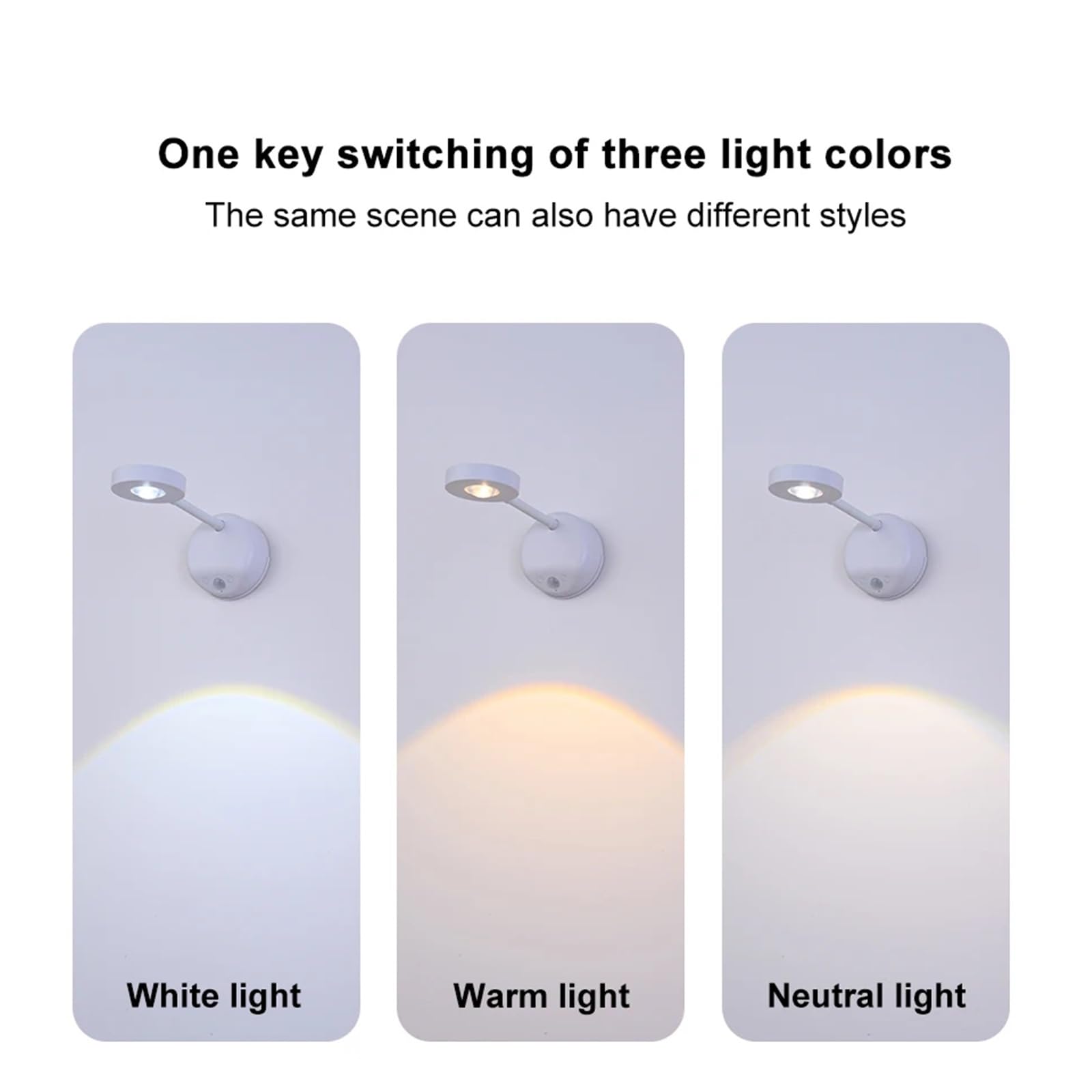 Luce notturna con sensore di movimento a LED, lampada da parete ricaricabile tramite USB for illuminare dipinti immagini murali soggiorno camera da letto cucina(3 Color-2PCS)