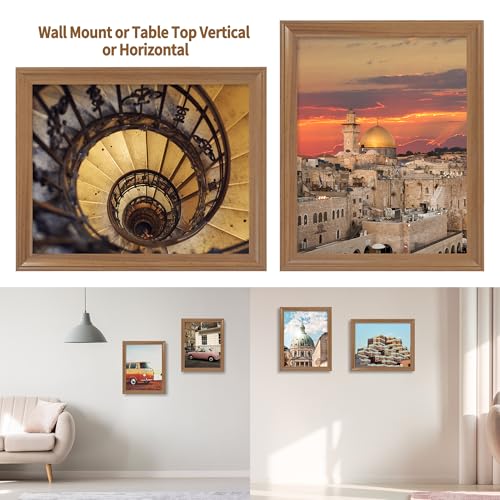 Image of iRahmen 8x10 Picture Frame Set of 4, Rustic Retro Photo Frame with HD Glass, Wooden Frames for Wall Mount and Tabletop Display