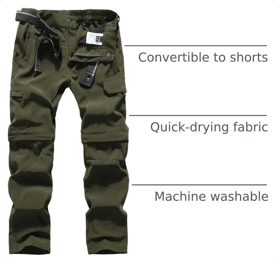 DAFENGEA Kids Hiking Cargo Pants Convertible Zip Off image 4
