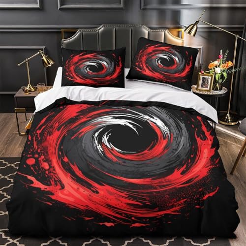 Housse de couette 3D microfibres RedSwirl parure 135x200cm