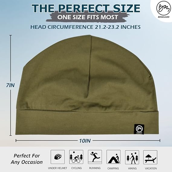 Image of Cooling Cotton Skull Caps for Men Women, Lightweight Beanie Sleep Hats Breathable Helmet Liner