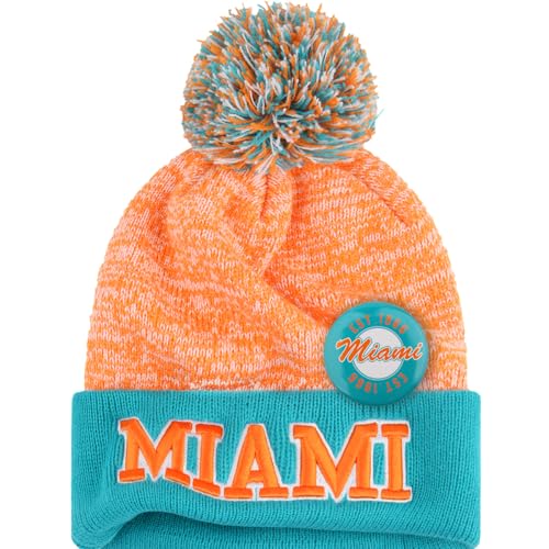 YANGUMGUAN Miami Football Beanie Hat for Men and Women Super Soft Football Knit Pom Beanie Mens Winter Cap