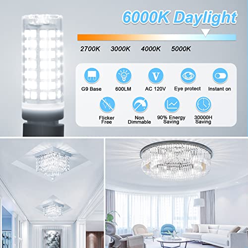 Comzler G9 Led Bulb Bi Pin Base G9 6W Led Bulbs Daylight White 6000K thumb #3