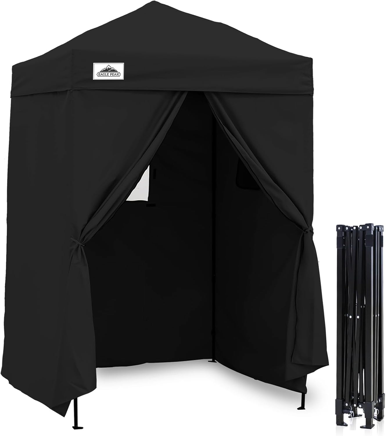EAGLE PEAK Flex Ultra Compact 5x5 Pop-up Canopy, Sun Shelter, Changing Room, Portable Privacy Canopy Cabana for Pool, Fashion Photoshoots, or Camping, Black 5x5 ft Black