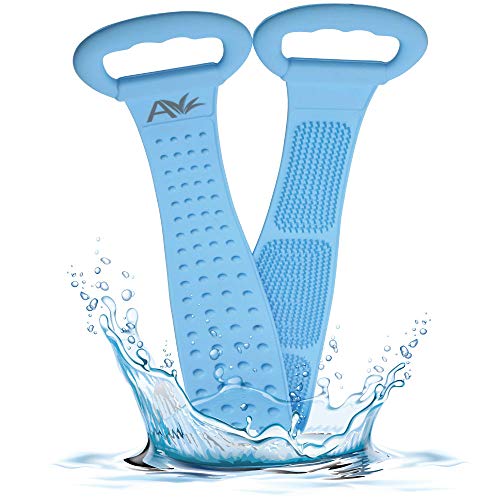 Avilana Extended 31.5 Inches Silicone Back Scrubber for Shower, Silicone Body Scrubber for Men and Women, Easy to Clean and More Hygienic (Blue)