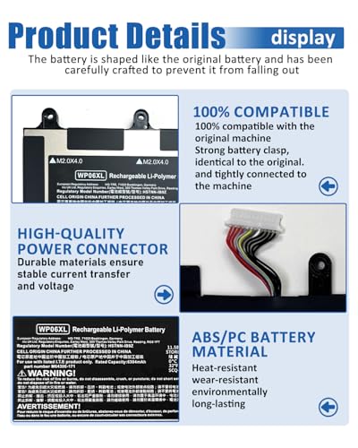 Image of 76Wh WP06XL M73470-005 Battery Replacement for Hp Elitebook 830 835 840 845 860 865 G9 /G10, Elitebook X360 1040 G9 /G10, ZBook Firefly 16 G9 /G10 Series M64308-171 - 11.58V 6304mAh 3-Cell