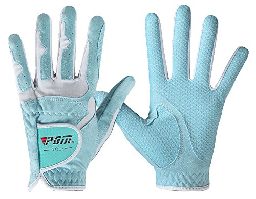 PGM Women's Golf Glove One Pair, Improved Grip System, Cool and Comfortable (Blue, S)