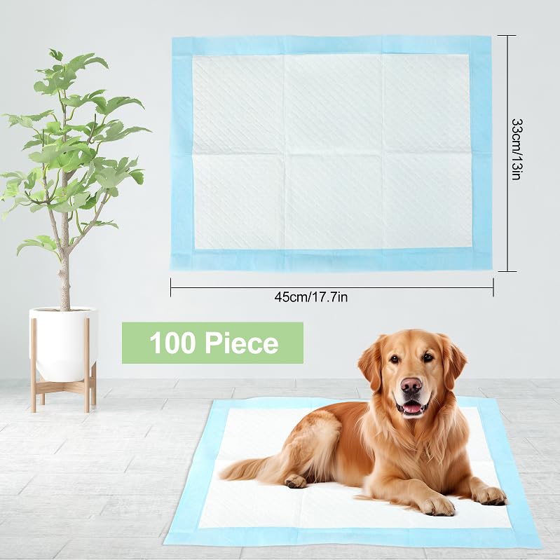 Pack of 100 PIPI Matten für Hunde & Training Pads – 45 × 33 cm Welpen Unterlagen, 6-Lagiges Design - Auslaufsicher & Schnell trocknend – Hundetoilette für Wohnung & Welpen