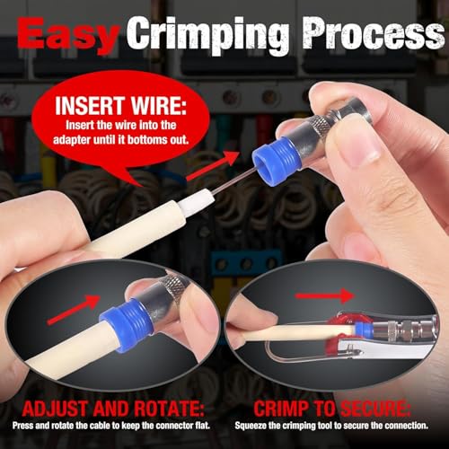 Coaxial Cable Crimper for RG59, RG6, 3-in-1 Coax Cable Repair Kit with Wire Stripper Adjustable for RG59, RG11, RG7, F-Type RG6 Connector for Satellite TV, Home Theater and Network Cabling (20)