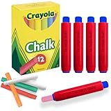 Chalk - 12 Pack Chalkboard Chalk With 4 Chalk Holder - 12 Colored Chalk, Non Toxic Chalk for Chalkboard, Thin Kids Chalk Great for School, Office, Kids and Teacher Use