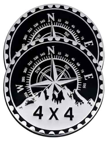 Image of 2 pcs Car Emblem 4 x 4 Metal Automotive Badge 3D Metal Car Badges Emblems Round Emblem Decals Car Badge Decals Stickers Compatible with Vehicles Trucks SUV RV Decorations (W N E-Rated)