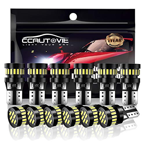 CCAUTOVIE 12PCS 194 168 T10 W5W Bombillas LED para el interior del...