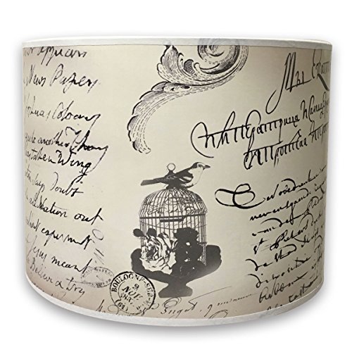 Image of Royal Designs, Inc. Trendy Decorative Handmade Drum Shade, Made in USA, 10in, HBC-8044-10-2, Caligraphy - 2 Pk