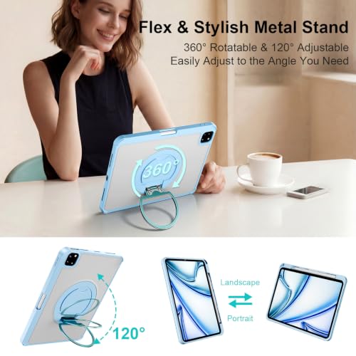 Image of iPad A16 11 /10th Gen Case with Keyboard, Air 11 (M4 /M3 /M2, 2026 /2025 /2024), Magnetic Detachable Backlit Keyboard, Trackpad, 360 Stand, Pencil Holder for Air 5 /4th 10.9 inch Pro 11(Ice Blue)