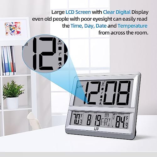 LFF Atomic Clock 11.5” Large Display with Indoor Outdoor Temperature Date - Image 4