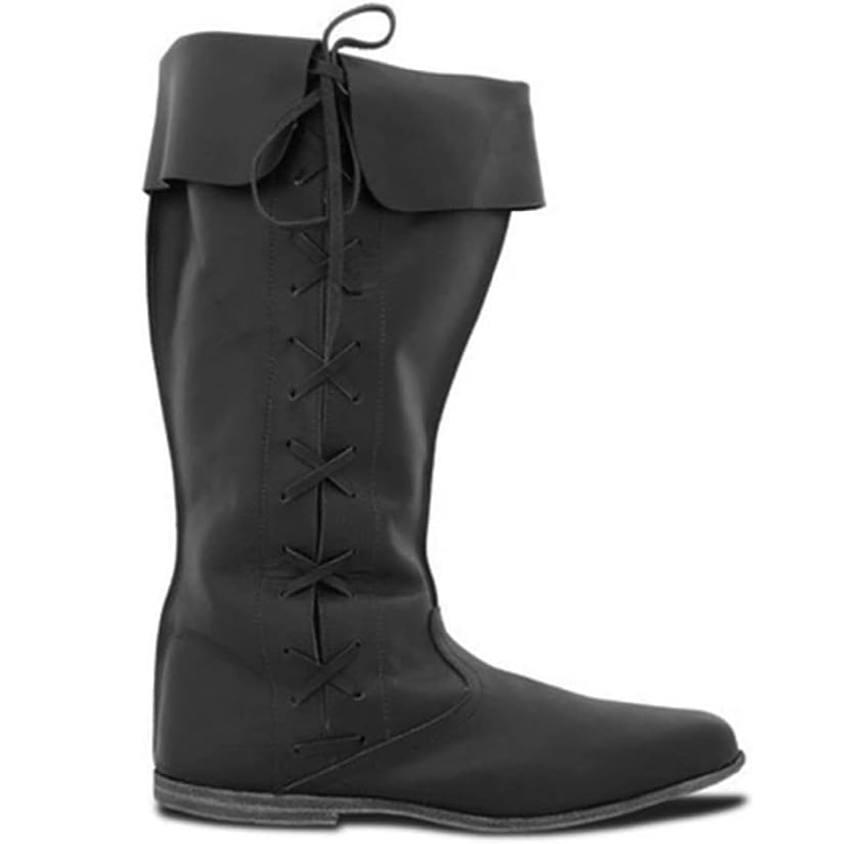 DJFOG Męskie średniowieczne buty rycerskie vintage rycerz piracki wysokie buty ze skóry PU, kowbojskie buty, Halloween, akcesoria do kostiumu cosplay
