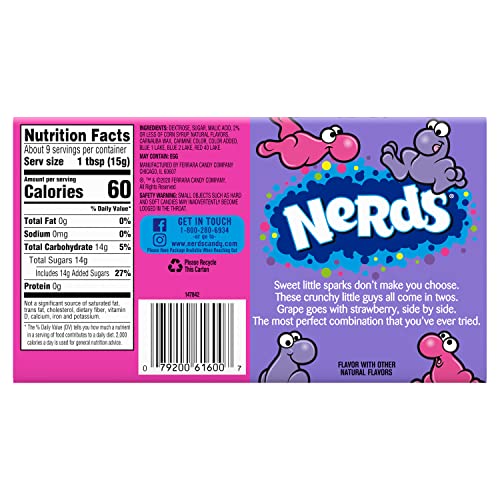Nerds Candy sabor uva y fresa caja 5 oz pack 24 miniatura 2