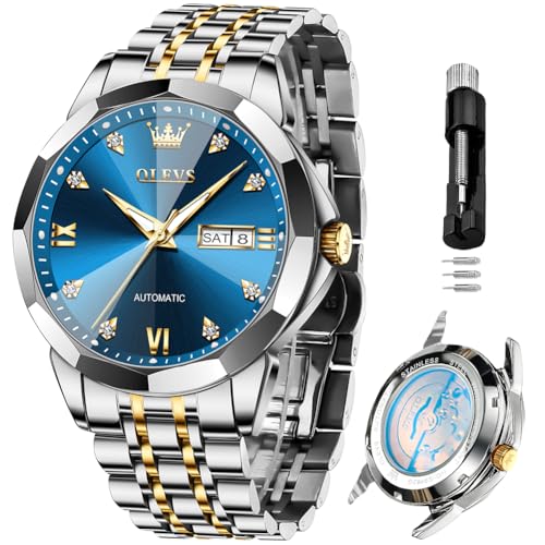 OLEVS Mechanical Men Watches Automatic Business Luxury Diamond Self Winding Watch for Men Stainless