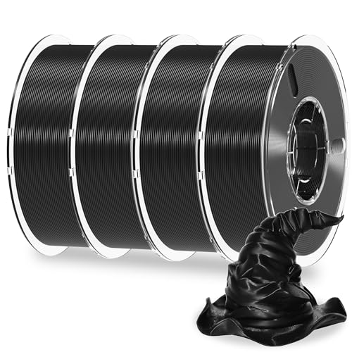 Image of RAMBERY 4KG PLA+ 3D Printer Filament 1.75mm, Toughness Upgraded, 3D Printing Filament Fit Most FDM Printers, PLA Plus Black X 4 Spools