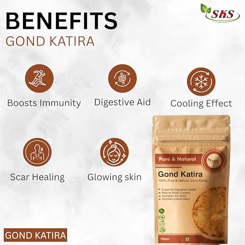 Image of SKS Biotech Gond Katira Pure (Edible Gum) - 100 grams | Tragacanth Gum | High Cooling Properties Herbal Food | Super Food |