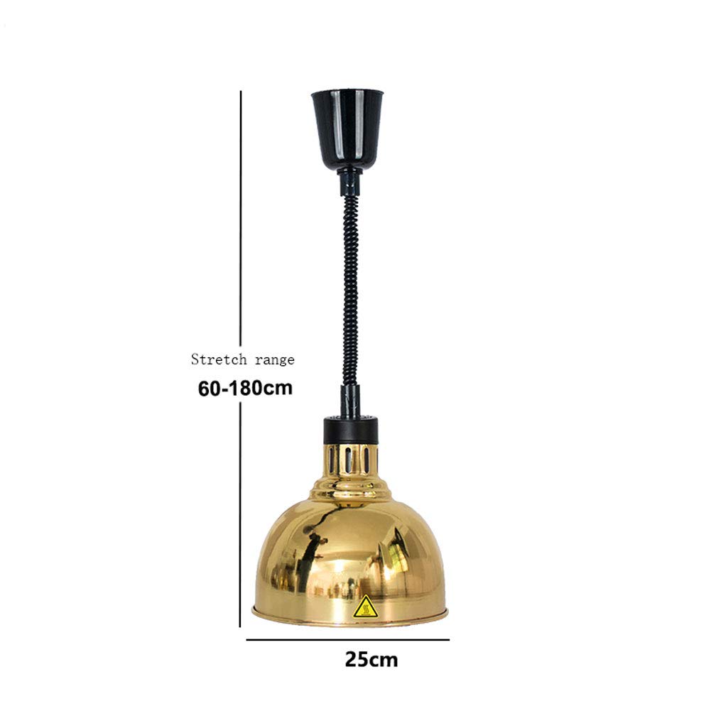 Komercyjna Lampa Grzewcza Do Żywności, Lampa Grzewcza Do Bufetu, Utrzymująca Ciepło Potraw, Hotel, Restauracja, Stołówka Uniwersytecka, 110 V, 250 W, Kaliber 25 Cm, Złota, 3 Elementy Dekoracyjne