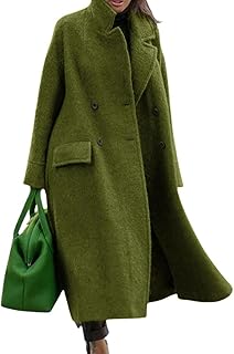 CHARTOU Women Oversized Long Winter Coats Warm Wool Blend Pea Trench Coa...