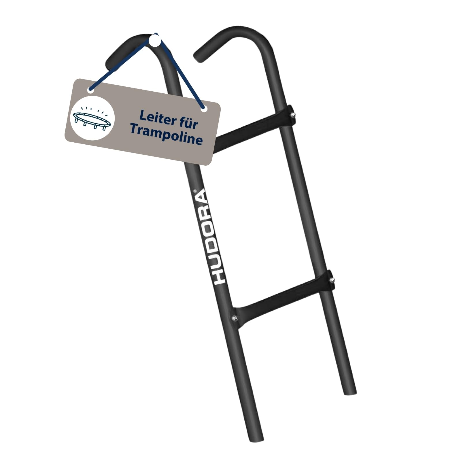 HUDORA Trampolinleiter - einstellbare Trampolin-Leiter mit 2-3 Stufen - Stabile Sicherheitsleiter aus pulverbeschichtetem Stahl für Outdoor-Trampoline - hochwertige Leiter für viele Trampolinhöhen