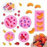 5-teilige Silikonformen Früchte Set Obstformen Backformen für Schokolade, Eiswürfel, Seife,...