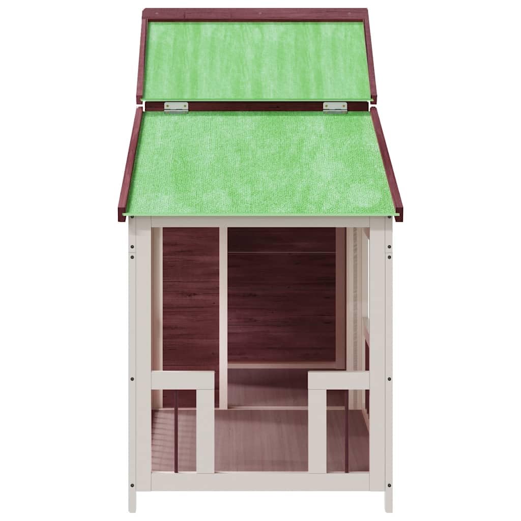 Caseta para perros de madera de pino maciza, 143 x 60,5 x 109 cm, con techo impermeable, gran entrada para jardín, protección y seguridad para perros cachorros