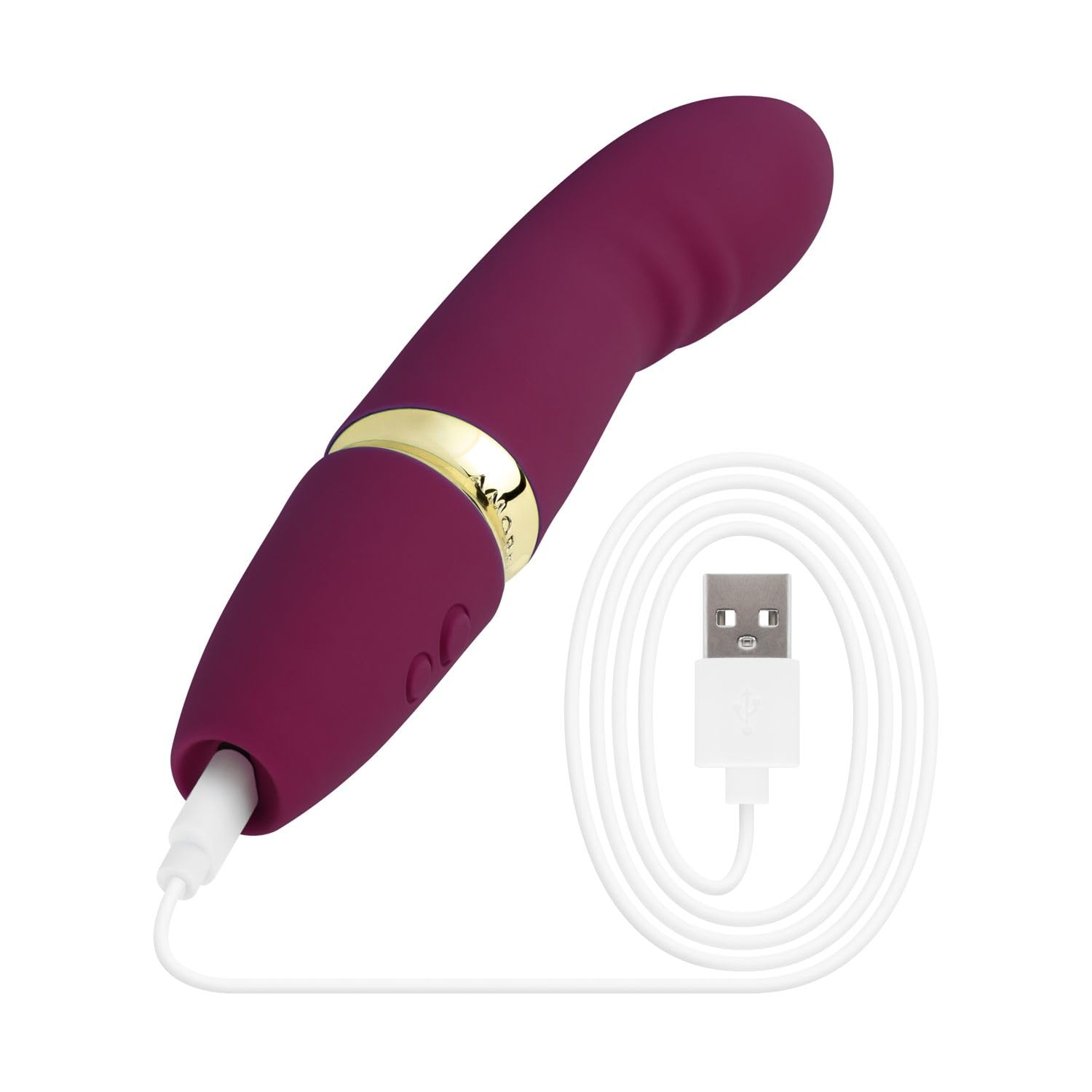 AMORELIE Ride - Vibratore punto G, 18,5 cm, impermeabile con batteria, Berry