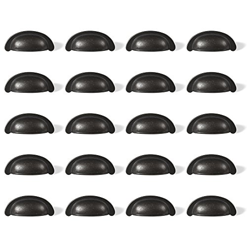 Emuca 9160114 Poignée pour meuble, CC 64mm, zamak, noir, Set de 20 pièces