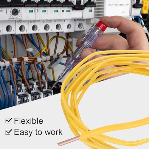 QUARKZMAN 10 Fuß Elektrischer Draht Isoliert Fester Kupferdraht 10 AWG Anschlusskabel THHN Draht Wohnbereich Industrie Erdung Elektrische Bewertung Für 600 Volt UL Gelistet Gelb