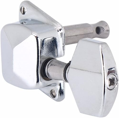 Miniatura 2 de Juego de 6 clavijas de afinación para guitarra plateada, semicerradas, cabezales de máquina 3L3R, con tornillos, clavijas de afinación de guitarra