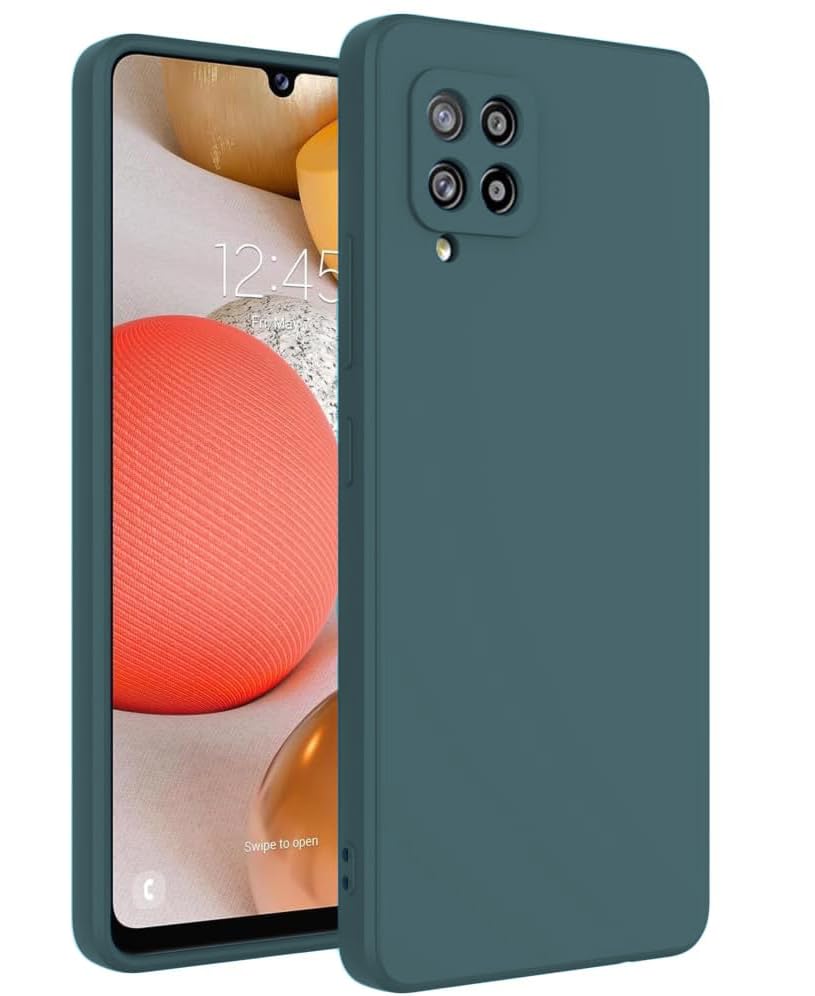 Image of DIZORO Liquid Silicone Case with Microfiber Coushioning Compatible for Samsung Galaxy A12 /M12 /F12 Shockproof Slim Back Cover, Gel Rubber Full Body Protection - Forest Green