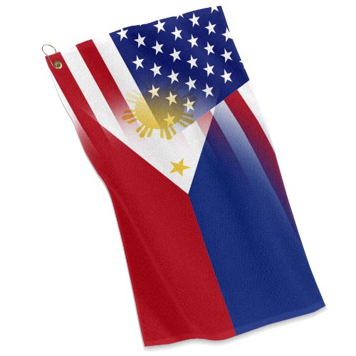 ExpressItBest Golf/Sports Towel - Flag of Philippines & USA - Filipino, Pinoy