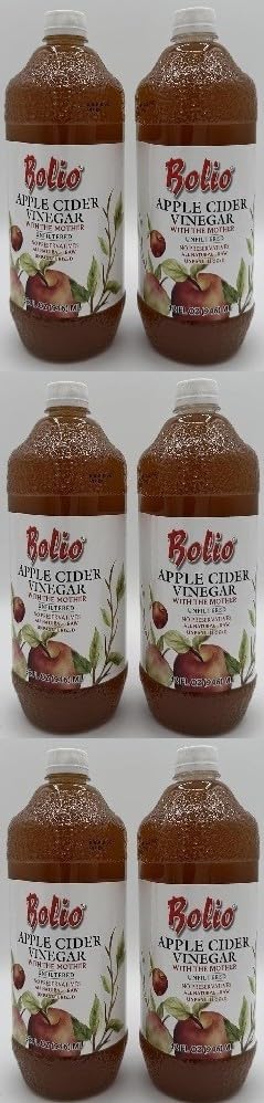 Apple Cider Vinegar With The Mother byBolio, Unfiltered, No Preservatives, All Natural, Raw, Unpasteurized, 32 Fl Oz, Pack of 6